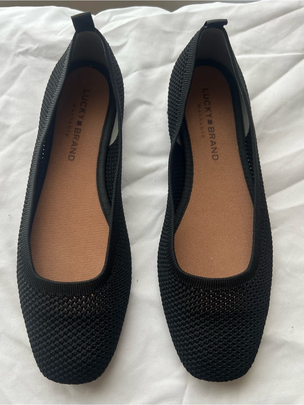 Lucky Brand Black Knit Slip-On Flats